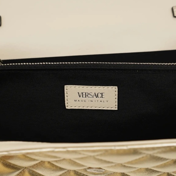 Versace Champagne Quilted Lambskin La Medusa Wallet on Chain - Picture 6 of 6